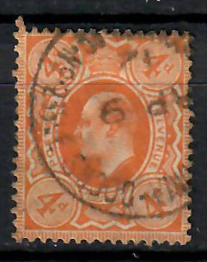 GREAT BRITAIN 1902 Edward 7th Definitive 4d Brown-Orange. Postmark .........ON DOCKS. - 70570 - FU
