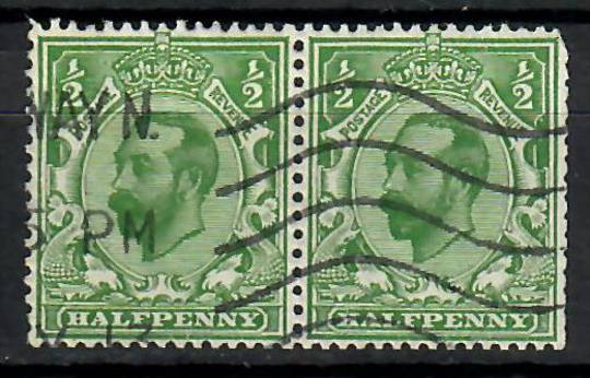 GREAT BRITAIN 1912 George 5th Definitive ½d Green. Die 1B. Watermark inverted. Postmarked with  the date portion of a slogan can