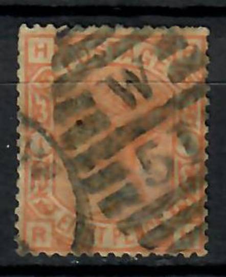 GREAT BRITAIN 1873 8d Orange Plate 1. Scarce. Letters HRRH. Two or three trimmed perfs. - 70576 - Used