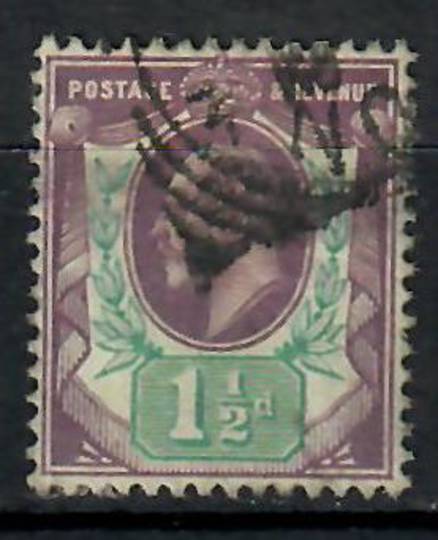 GREAT BRITAIN 1902 Edward 7th 1½ Dull Purple & Green. Heavy postmark. - 70589 - Used