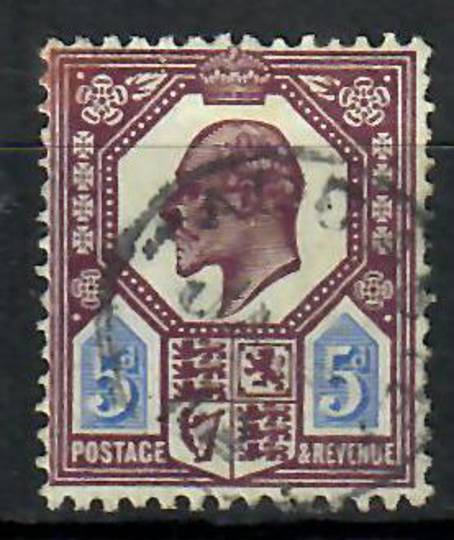 GREAT BRITAIN 1912 Edward 7th 5d Deep dull reddish purple & bright blue. Nice light cds. - 70590 - Used