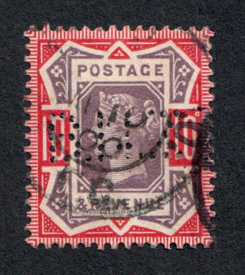 GREAT BRITAIN 1887 Victoria 1st Definitive 10d Dull Purple and Carmine. Light cancel. Perfin BNZ. - 70591 - Perfin