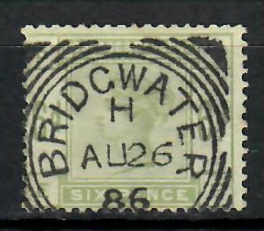 GREAT BRITAIN 1883 6d. Clean colour shows through beautiful squared circle cancel BRIDGWATER H 26/8/86. - 70599 - FU