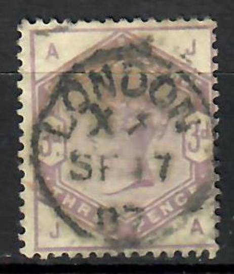 GREAT BRITAIN 1883 3d Lilac. Letters AJJA. Heavy cds. - 70602 - Used
