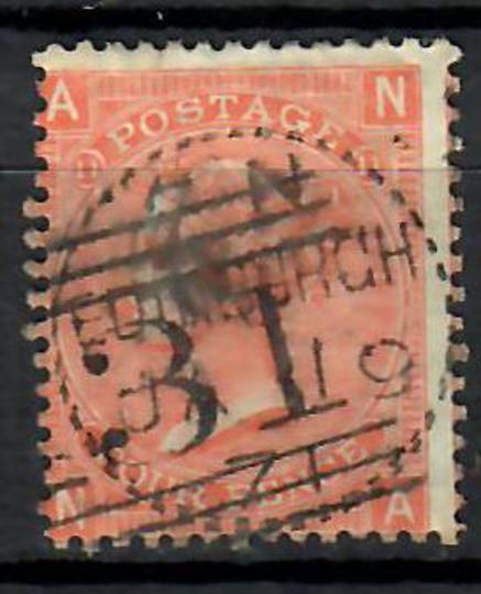 GREAT BRITAIN 1865 4d Dull Vermillion. Numeral cancel 31 overlaid by a cds EDINBURGH 19/1/71. Dotted circular frame. With two pm