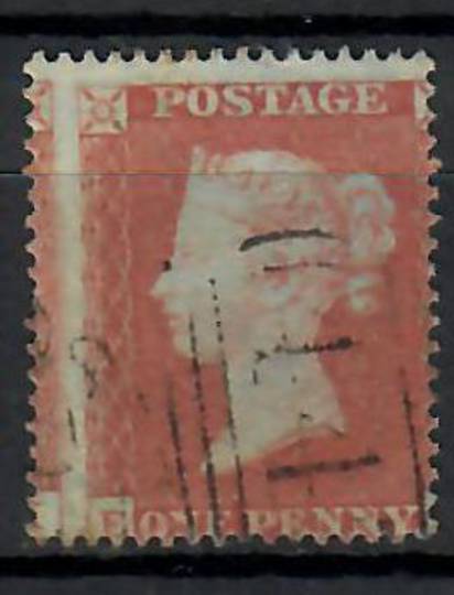 GREAT BRITAIN 1854 1d Red-Brown. Nice light cancel but way off centre so that the right letter does not appear. Letters E and it