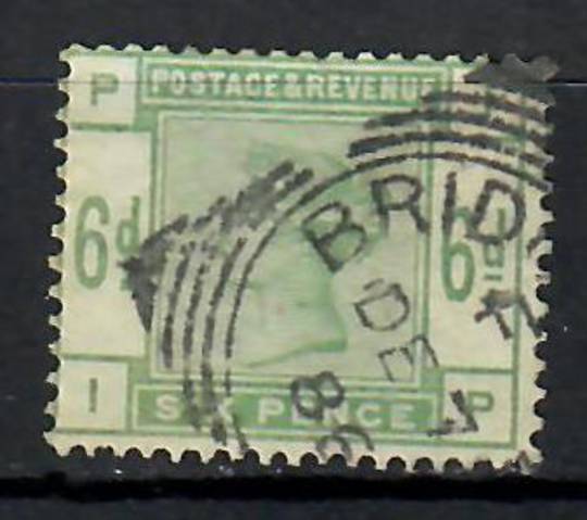 GREAT BRITAIN 1883 6d Dull Green. Letters PIIP. Very fine colour. Squared circle BRIDgenorth 7/12/86. Centred north west. - 7062