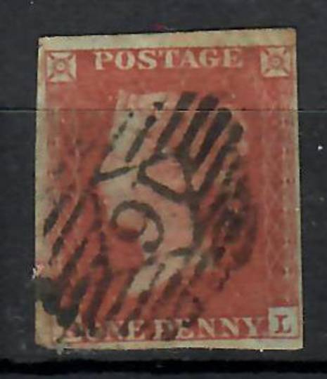 GREAT BRITAIN 1841 1d Red-Brown on very blue paper. Letters RL. Cancelled by 16 in diamond in bars. Four margins. - 70629 - Used