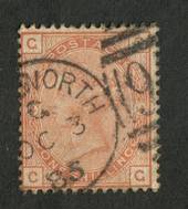 GREAT BRITAIN 1880 1/- Orange-Brown. Plate 14. Letters GCCG. Both parts of the postmark show 3/10/85. Almost perfectly centred.