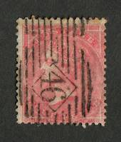 GREAT BRITAIN 1855 4d Rose Carmine. Diamond cancel 46 in bars. Heavy postmark but good colour still shows through. Good perfs. -