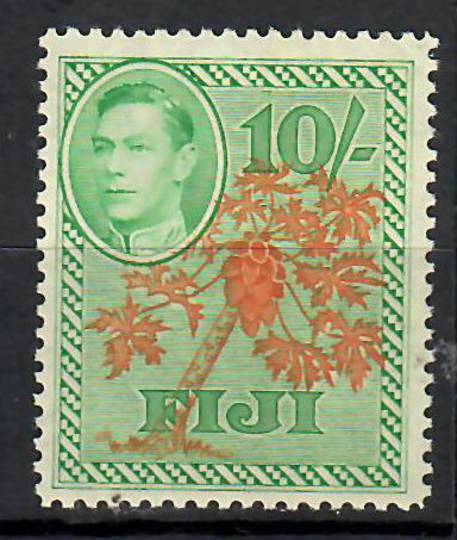 FIJI 1938 Geo 6th Definitive 10/- Orange and Emerald. - 70652 - UHM
