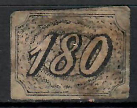 BRAZIL 1844 Definitive 180r Black. Four margins. Shows its age. - 70672 - Used