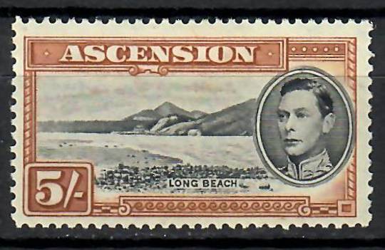 ASCENSION 1938 Geo 6th Definitive 5/- Black and Yellow-Brown. Perf 13. - 70678 - Mint
