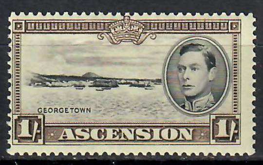 ASCENSION 1938 Geo 6th Definitive 1/- Black and Sepia. Perf 13½. - 70683 - Mint