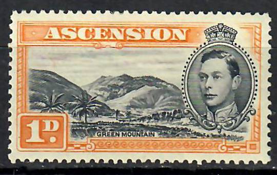 ASCENSION 1938 Geo 6th Definitive 1d Black and Yellow-Orange. Perf 13½. - 70690 - Mint