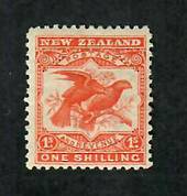 NEW ZEALAND 1898 Pictorial 1/- Redrawn Kaka Orange-Red. Ultra LHM. Centred slightly south east. Perf 14 x 13. - 70695 - LHM