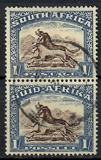 SOUTH AFRICA 1933 Definitive 1/- Brown and Chalky Blue. Joined pair. Identified by the late John Tommy. - 70703 - UHM
