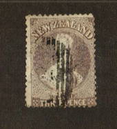 NEW ZEALAND 1862 Full Face Queen 3d Brown-Lilac. Perf 13 at Dunedin. Sound used. Good perfs. Centred south east. SG 74. - 70706