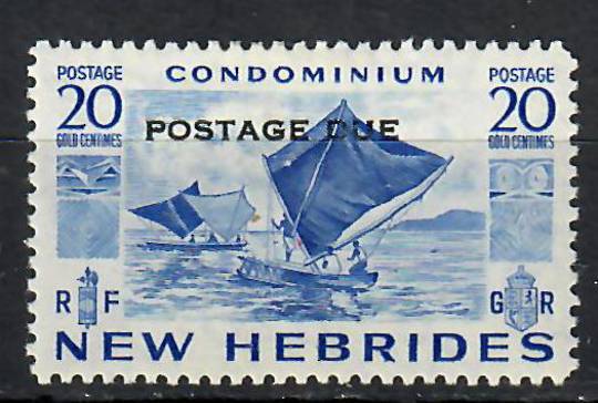 NEW HEBRIDES 1953 Postage due 20c Ultramarine. Hinge remains. - 70717 - Mint