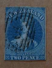 NEW ZEALAND 1855 Full Face Queen 2d Blue. No watermark. Four margins. Light postmark. CP A2c (3) $NZ 475.00 - 70727 - FU