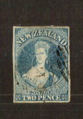 NEW ZEALAND 1855 Full Face Queen 2d Pale Blue. White paper. No watermark. Imperf. Good margins. Nice postmark - 70728 - FU