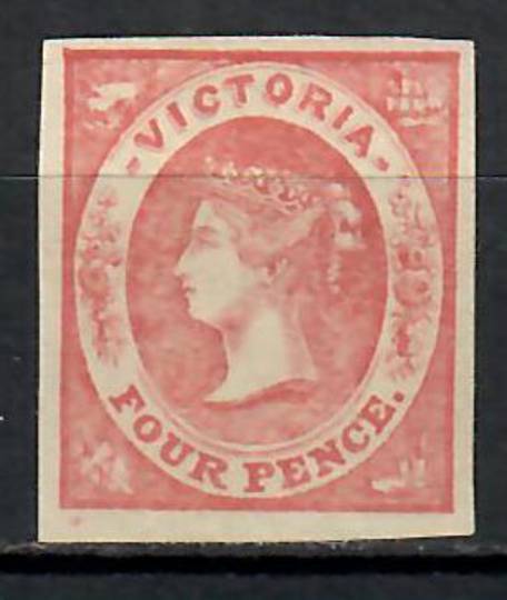VICTORIA 1858 Victoria 1st Definitive 4d Rose-Pink. Imperf. No Watermark Four superb margins. - 70815 - MNG