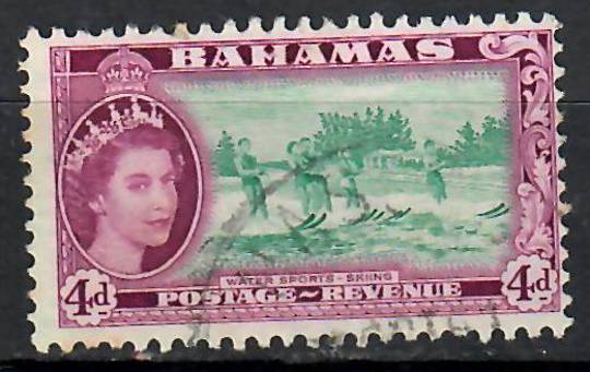 BAHAMAS 1954 Elizabeth 2nd Definitive 4d Turquoise-Blue and Deep Reddish Purple. Nice postmark. Centred east. Perfs good. - 7081