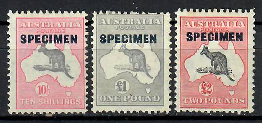 AUSTRALIA 1913 Definitives 10/- Â£1 Â£2. SPECIMEN. - 70817 - Mint