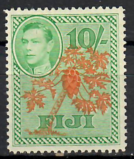 FIJI 1938 Geo 6th Definitive 10/- Orange and Emerald. - 70826 - Mint