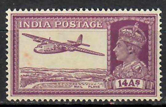 INDIA 1940 Geo 6th Definitive 14a Purple. The top value in the set. Very lightly hinged. - 70842 - LHM