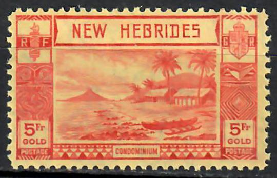 NEW HEBRIDES 1938 Definitive Geo 6th 5 franc Red on yellow. - 70847 - Mint