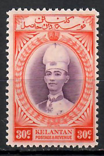 KELANTAN 1937 Definitive 30 cents Violet and Scarlet. - 70863 - Mint
