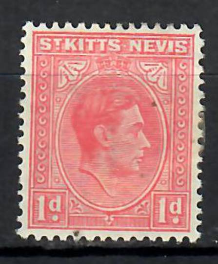 ST KITTS NEVIS 1938 Geo 6th Definitive 1d Carmine-Pink. Hinge remains. - 70873 - Mint