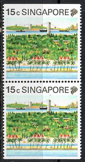 SINGAPORE 1990 drf 15c Multicoloured. Vertical pair from Booklet Pane. - 70877 - UHM