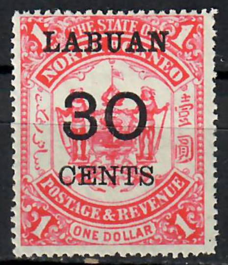LABUAN 1895 Surcharge 30c on $1 Scarlet. - 70898 - UHM