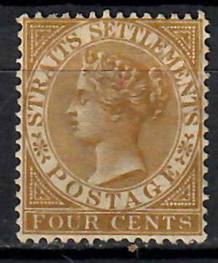 STRAITS SETTLEMENTS 1883 Victoria 1st Definitive 4c Pale Brown. Watermark Crown CA. Light hinge remains. Original gum. - 70899 -