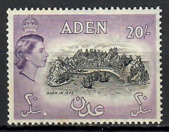 ADEN 1953 Elizabeth 2nd Definitive 20/- Black and Deep Lilac. - 70902 - UHM