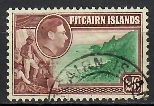 PITCAIRN ISLANDS 1940 Geo 6th Definitive 2/6 Green and Brown. The high value in the set. - 70904 - VFU