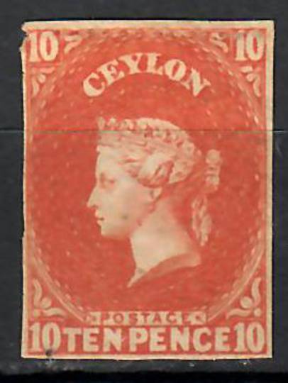 CEYLON 1857 Victoria 1st 10d Vermilion. Excellent margins. - 70909 - Mint