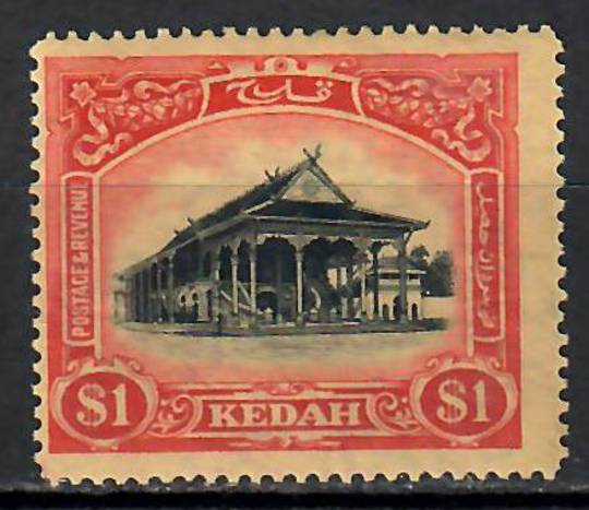 KEDAH 1921 Definitive $1 Black and Red on Yellow. Gum deterioration. - 70933 - Mint