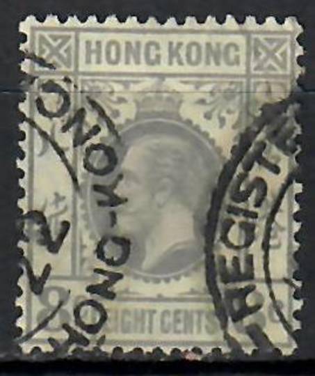 HONG KONG 1921 Geo 5th Definitive 8c Grey. Registered postmarks each side frame the face. - 70934 - FU