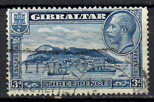GIBRALTAR 1931 Geo 5th Definitive 3d Blue. The harder perf. 13½ x 14. Slogan cancel. Nice perfs. - 70935 - Used