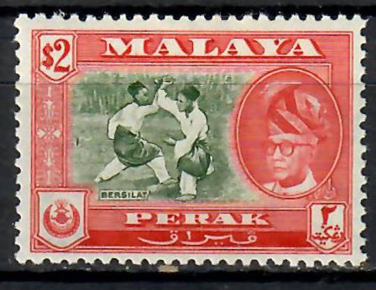 PERAK 1957 Definitive $2 Bronze=Green and Scarlet. Perf 13x12½. - 70945 - UHM
