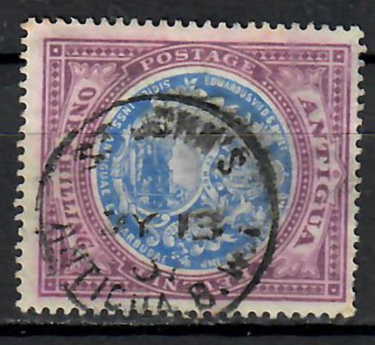 ANTIGUA 1908 Definitive 1/- Blue and Dull Purple.  Wmk Crown CA. - 70952 - Used
