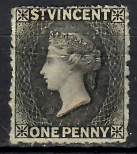 ST VINCENT 1871 Victoria 1st Definitive 1d Black. Wmk Small Star. Rough perf 14 to 16. Has a crease that cannot be seen from the