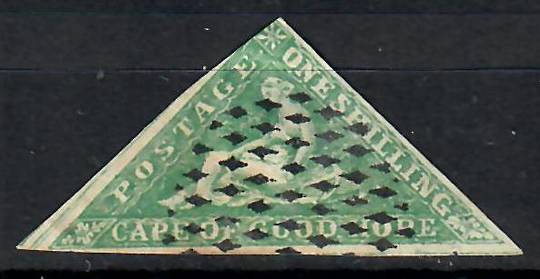 CAPE OF GOOD HOPE 1855 Triangle 1/- Bright Yellow - Green on white paper. Has full margins except for a touch at the top. Reason