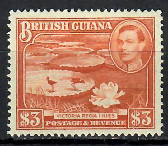 BRITISH GUIANA 1938 Geo 6th Definitive $3 Red-Brown. Perf 14x13. - 70963 - LHM
