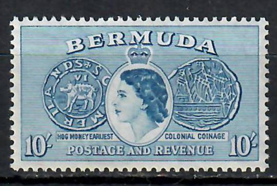 BERMUDA 1953 Elizabeth 2nd Definitive 10/- Deep Ultramarine. - 70971 - UHM