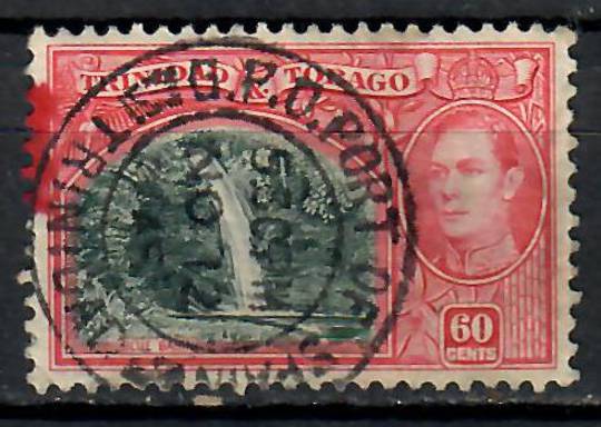 TRINIDAD & TOBAGO 1938 Geo 6th Definitive 60c. Pori of Spain postmark. Large in the colour of the stamp in the top left. - 70975