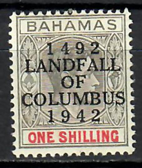 BAHAMAS 1942 450th Anniversary of the Landing of Columbus in the New World 1/- Brownish Grey and Scarlet. - 70998 - Mint